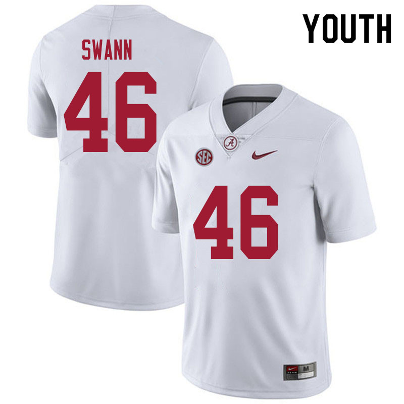 Alabama Crimson Tide Youth Christian Swann #46 White NCAA Nike Authentic Stitched 2020 College Football Jersey YS16Q10RP